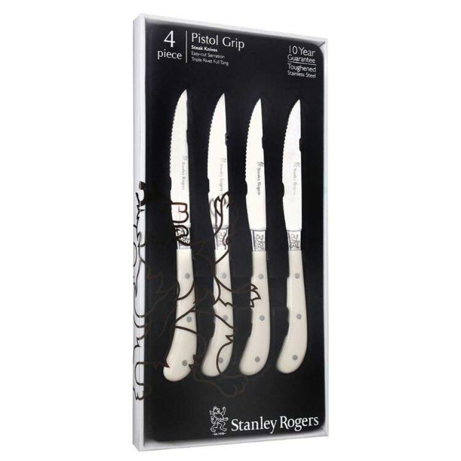 Kitchen & Dining * | Stanley Rogers Pistol Grip 4-Piece Artisan Steak Knife Set Cream