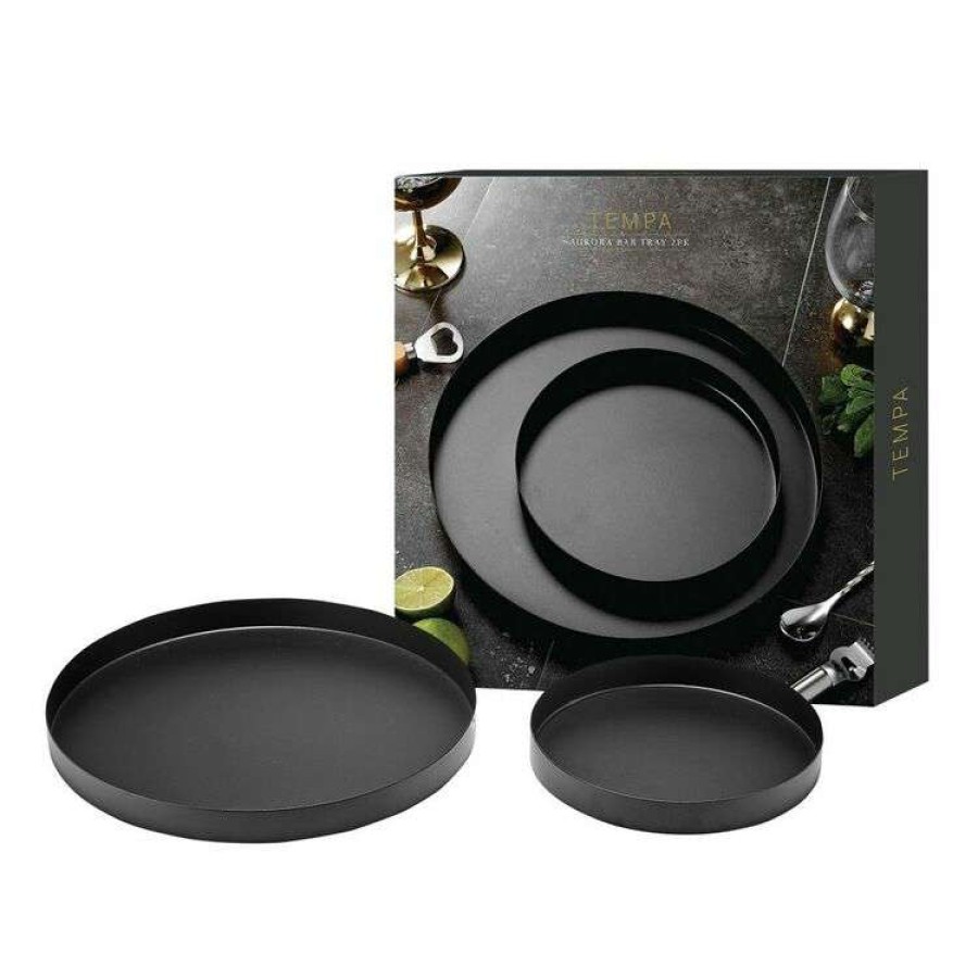 Kitchen & Dining * | Tempa Aurora Matte Black Serving Tray 2 Pack