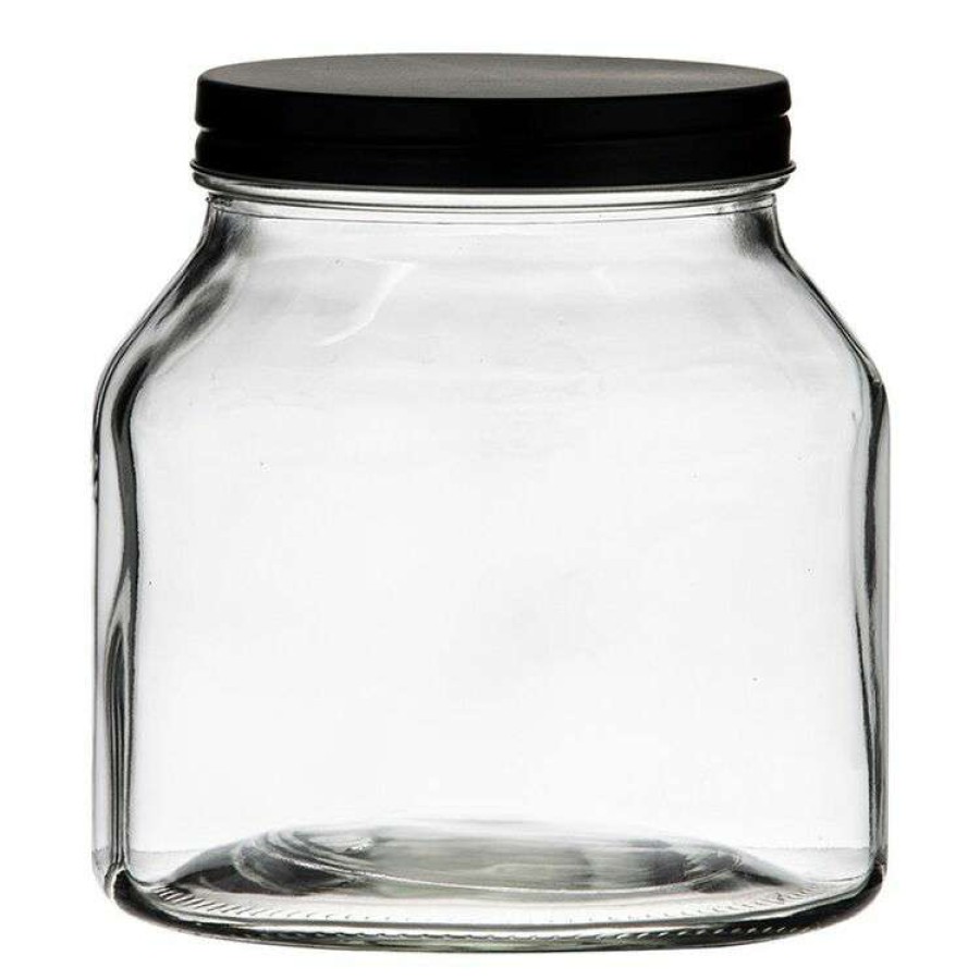 Kitchen & Dining * | Heirloom Goods Glass Canister With Black Lid 2L