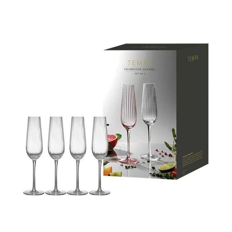 Kitchen & Dining * | Tempa Esme 4 Pack Champagne Glass Clear