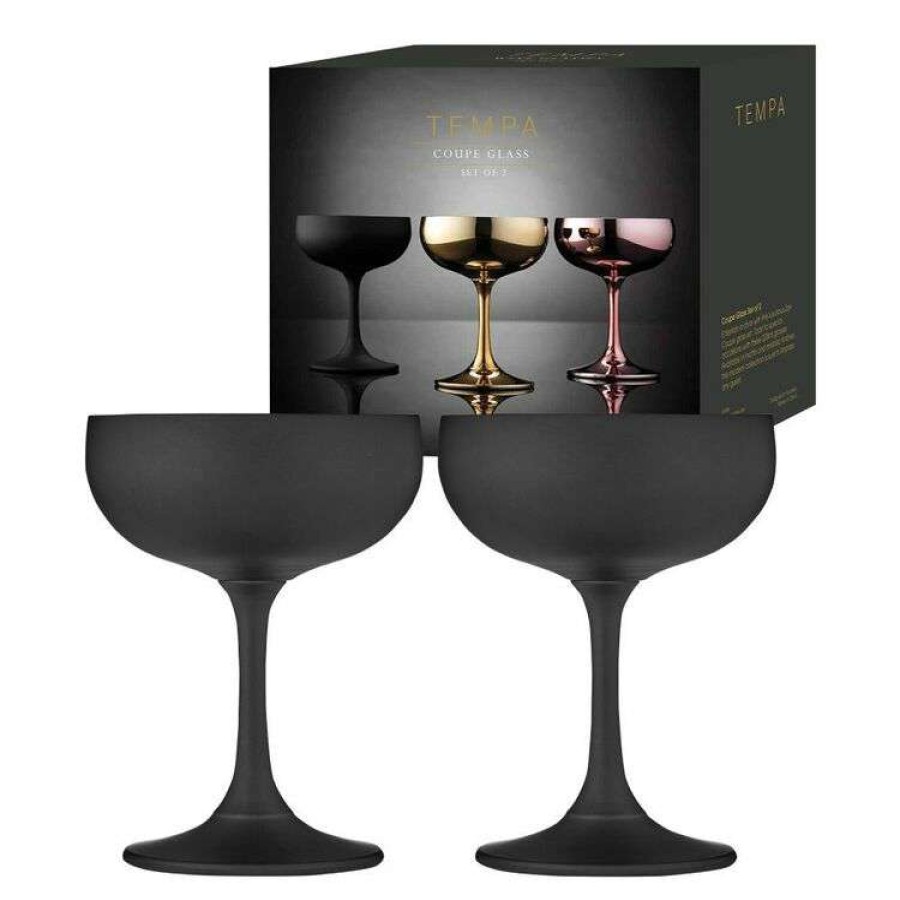 Kitchen & Dining * | Tempa Aurora Matte Black 2 Piece Coupe Glass Set