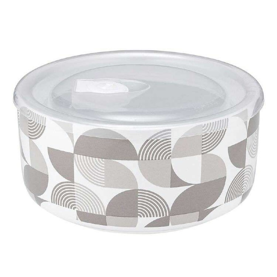 Kitchen & Dining * | Ladelle Prep Linear Grey Geo Microwave Food Bowl