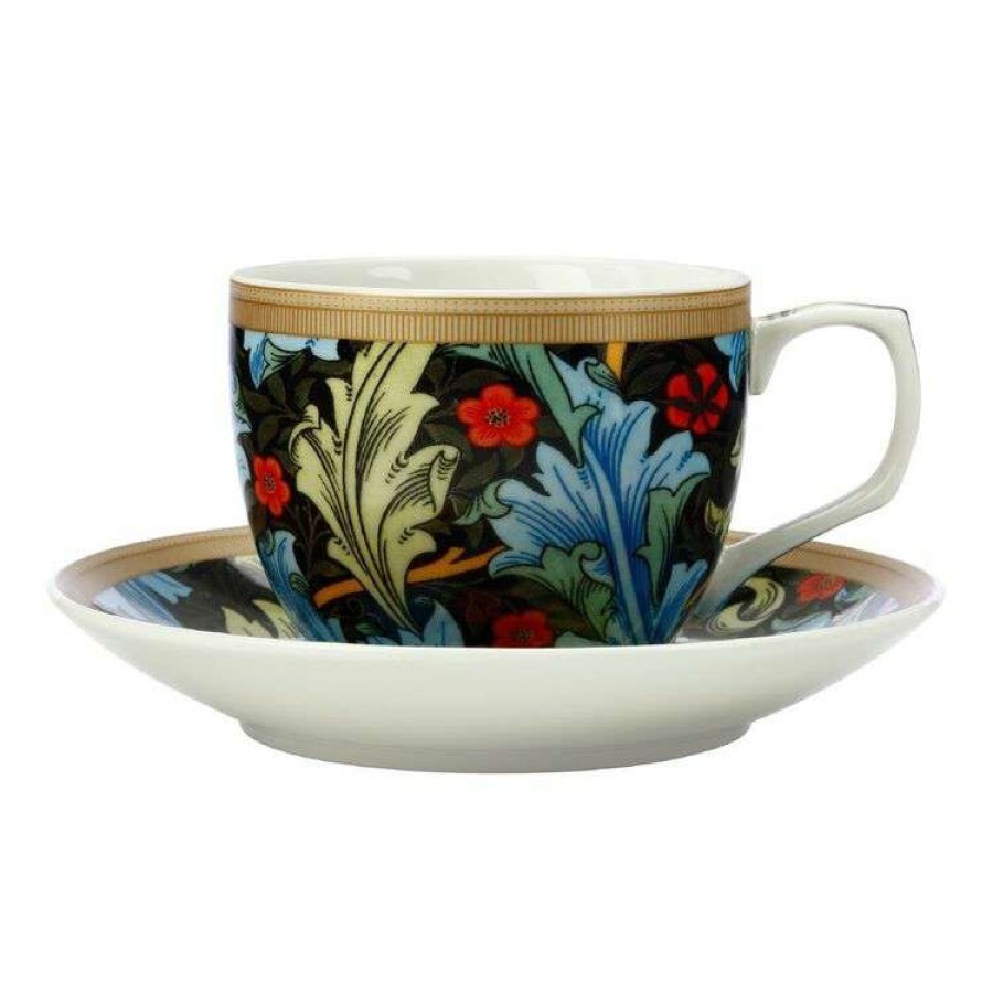 Kitchen & Dining * | Casa Domani William Morris Cup & Saucer 240Ml Blue Acanthus Gift Boxed