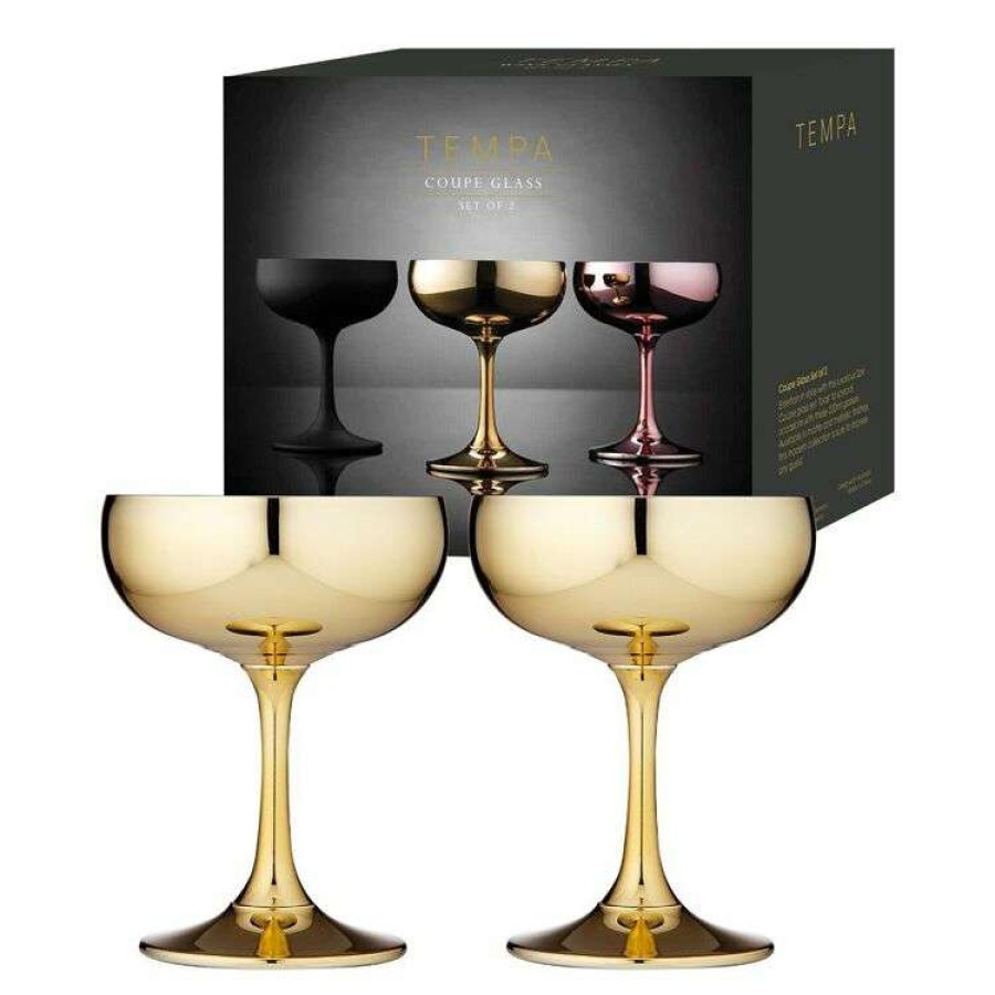 Kitchen & Dining * | Tempa Aurora Gold 2 Piece Coupe Glass Set