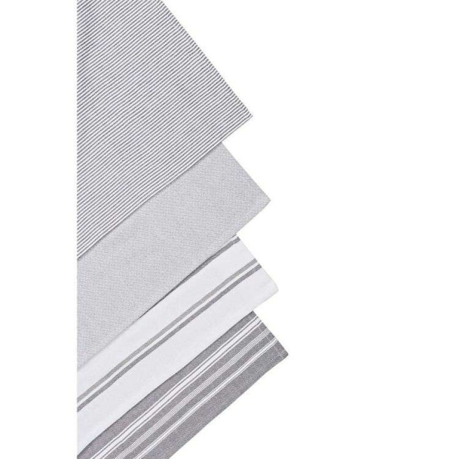 Kitchen & Dining * | Smith & Nobel Provence 4 Pack Tea Towel Grey 45 X 70 Cm