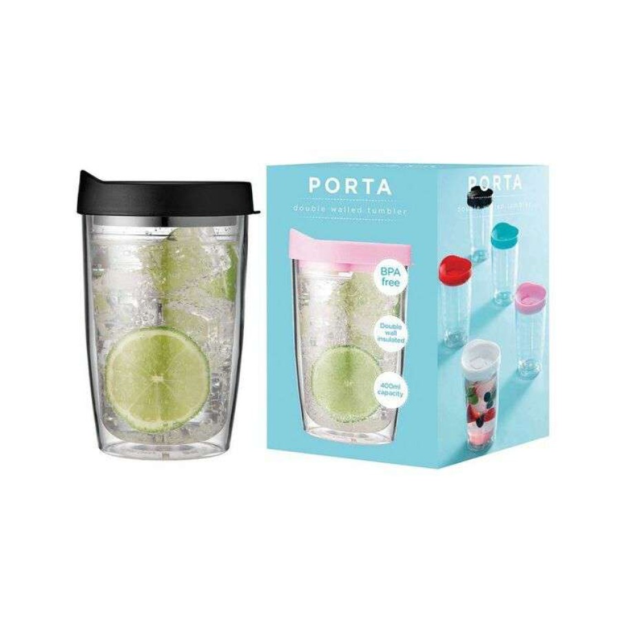 Kitchen & Dining * | Porta Portables Clear Black Travel Mug Tumbler