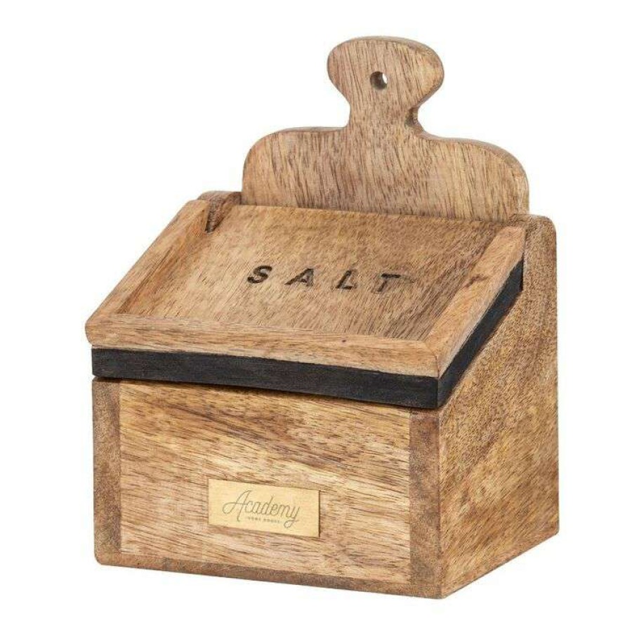 Kitchen & Dining * | Academy James Salt Box With Spoon Natural/Black/Gold 15X10X10Cm