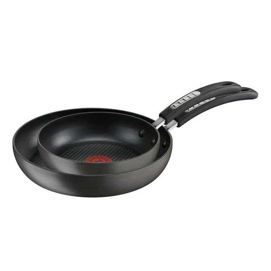 Kitchen & Dining * | Tefal Specialty Hard Anodised Twin Pack Frypans 20/26Cm