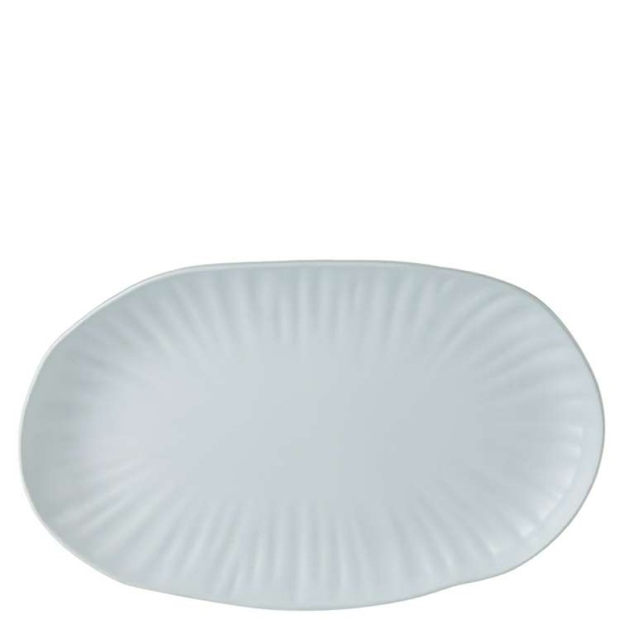 Kitchen & Dining * | Chyka Home Lotus 36Cm Oval Plate Matte Blue