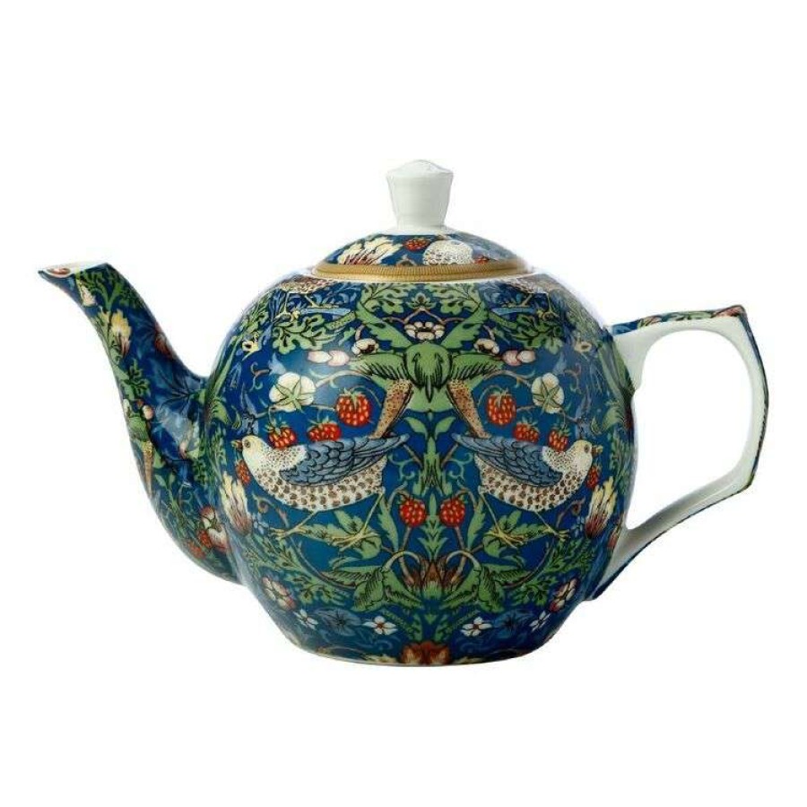 Kitchen & Dining * | Casa Domani William Morris Teapot 750Ml Strawberry Thief Blue Gift Boxed