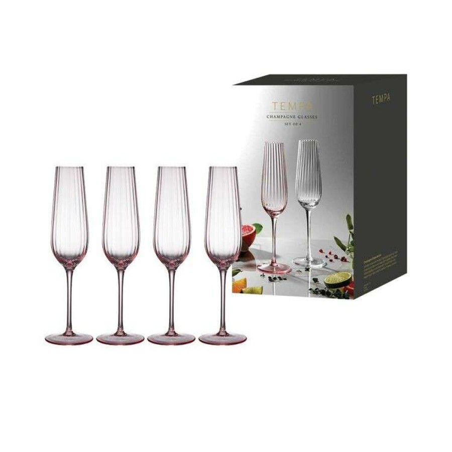 Kitchen & Dining * | Tempa Esme 4 Pack Champagne Glass Blush