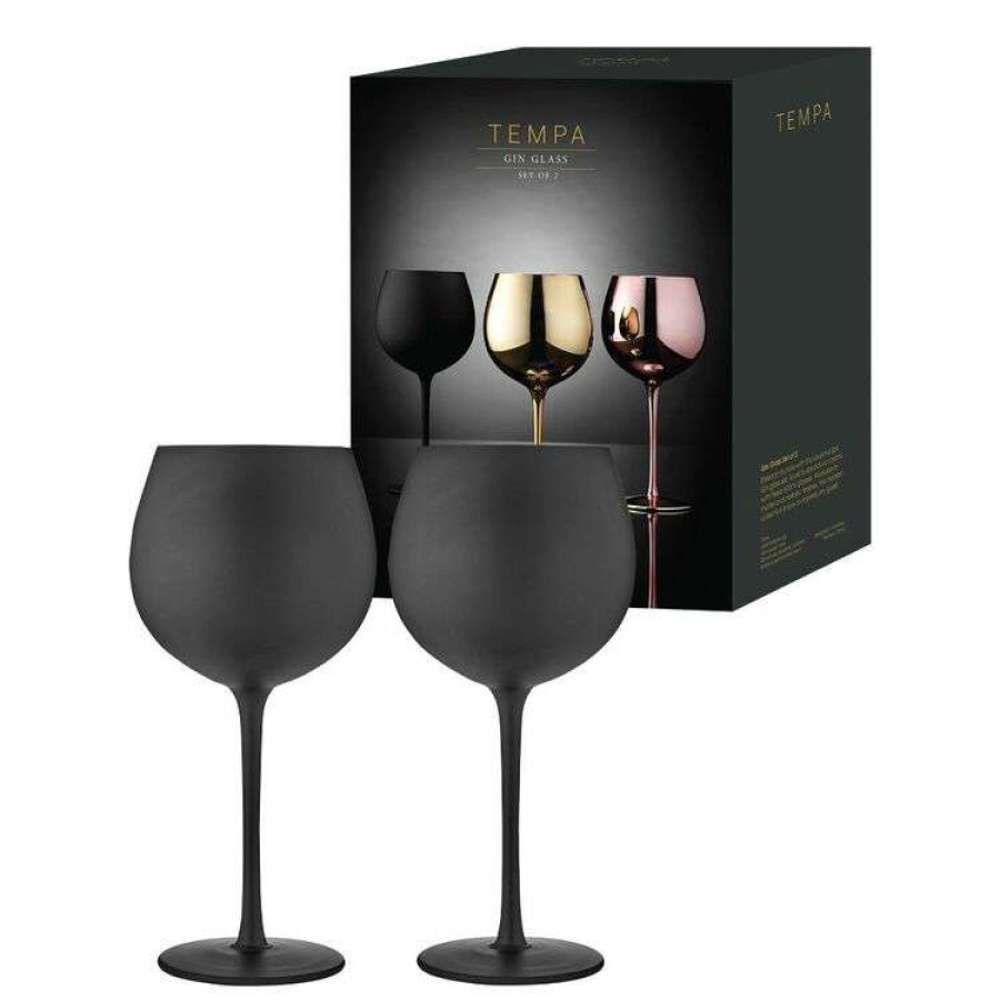 Kitchen & Dining * | Tempa Aurora Matte Black 2 Piece Gin Glass Set