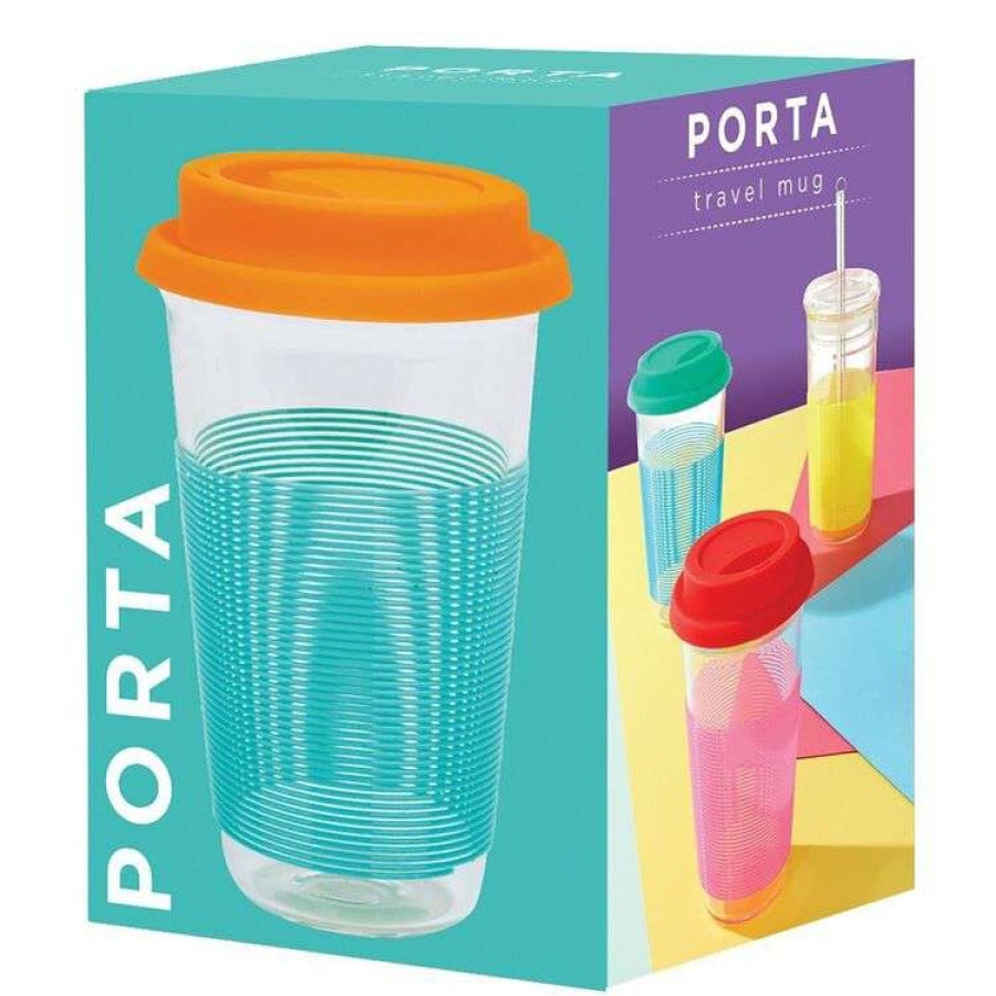 Kitchen & Dining * | Porta Summer Fun Aqua & Orange Travel Mug