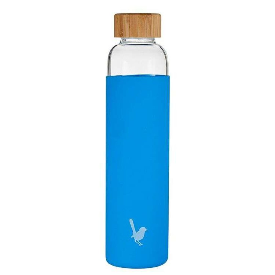 Kitchen & Dining * | Mozi 600Ml Glass Bottle With Silicone Wrap Blue