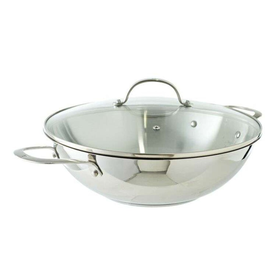 Kitchen & Dining * | Swiss Diamond Premium Steel Wok With Lid 32Cm