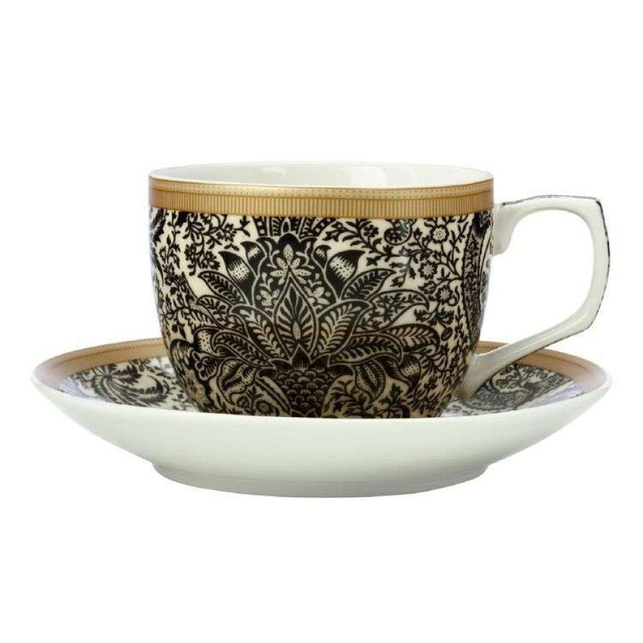 Kitchen & Dining * | Casa Domani William Morris Cup & Saucer 240Ml Black Seaweed Gift Boxed