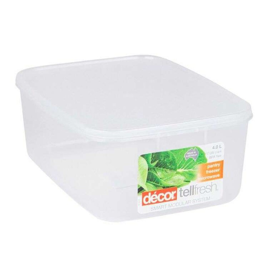 Kitchen & Dining * | Decor Decor Tellfresh Plastic Oblong Food Storage Container 4L