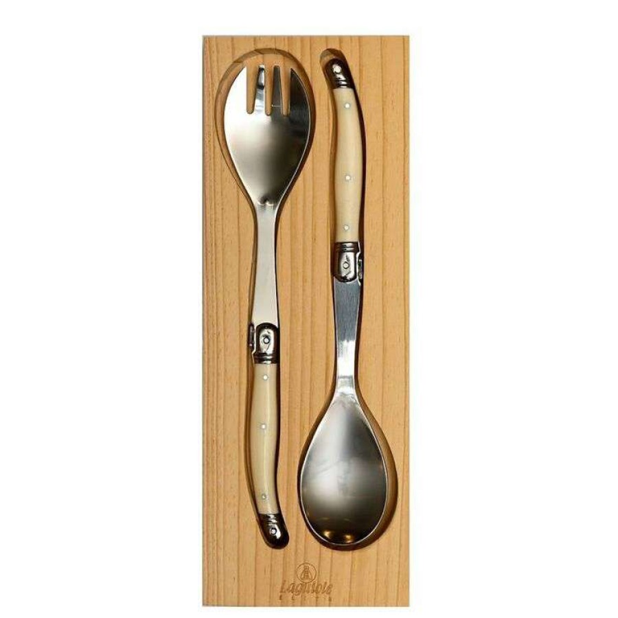 Kitchen & Dining * | Laguiole Elite Pearl White/Ivory 2 Piece Salad Server Set