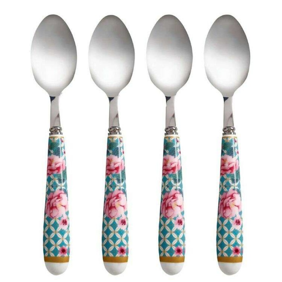 Kitchen & Dining * | Maxwell & Williams Teas & C'S Silk Road Teaspoon Set Of 4 Aqua Gift Boxed