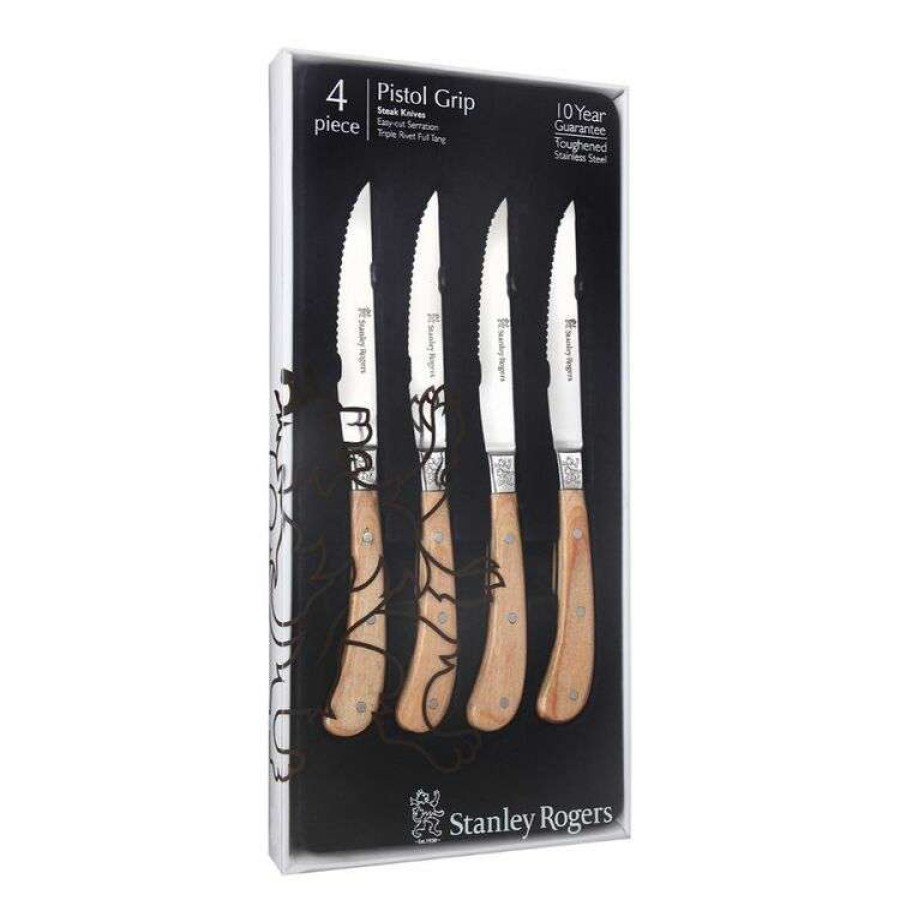 Kitchen & Dining * | Stanley Rogers Pistol Grip 4-Piece Woodland Steak Knife Set