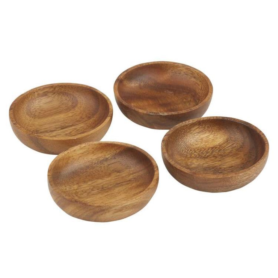 Kitchen & Dining * | Davis & Waddell Acacia Wood Round Bowl Set Of 4 Natural 10 X 10 X 2.5 Cm