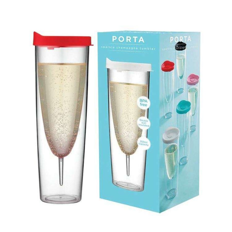 Kitchen & Dining * | Porta Portables Clear Red Champagne Sparkle Tumbler