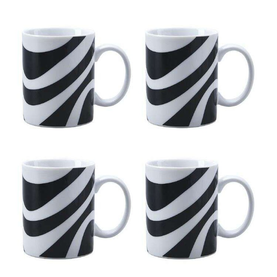 Kitchen & Dining * | Soren Wave 4 Pack Mugs Set White/Navy