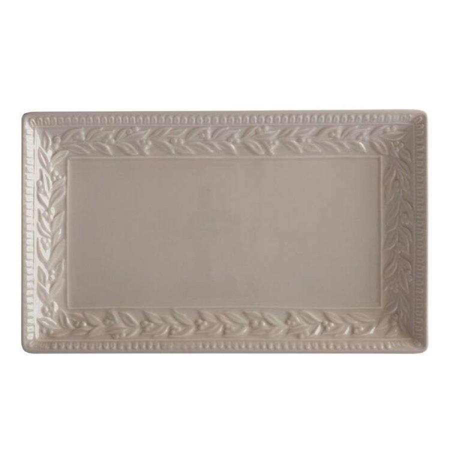 Kitchen & Dining * | Casa Domani Leccino Rectangular Platter 43X25Cm Sand Gift Boxed