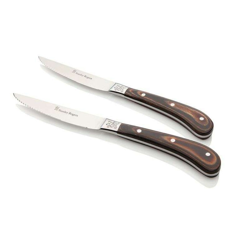 Kitchen & Dining * | Stanley Rogers Pistol Grip 4-Piece Woodland Steak Knife Set Brown