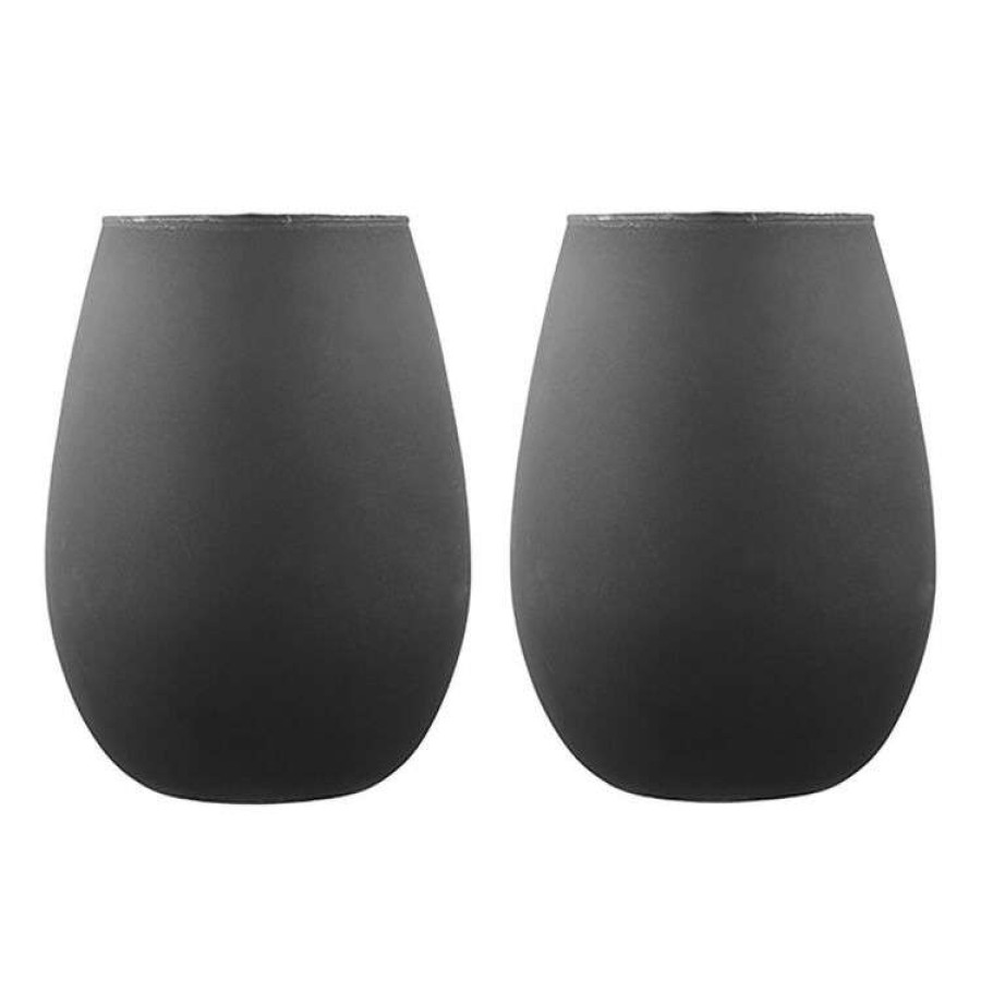 Kitchen & Dining * | Tempa Aurora Matte Black 2 Piece Glass Tumbler Set