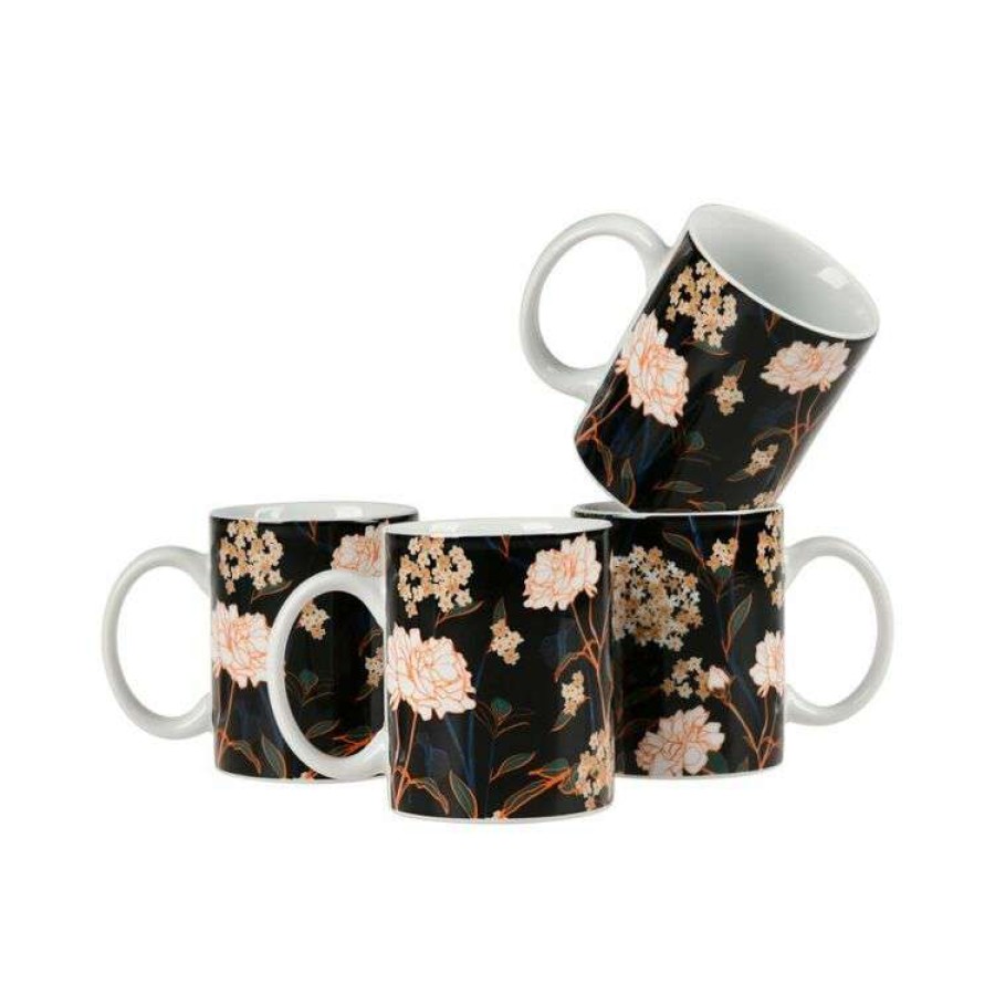 Kitchen & Dining * | Soren White Floral Mug 4 Pack