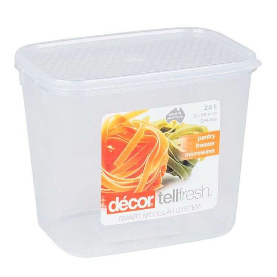 Kitchen & Dining * | Decor Decor Tellfresh Plastic Tall Oblong Food Storage Container 2L