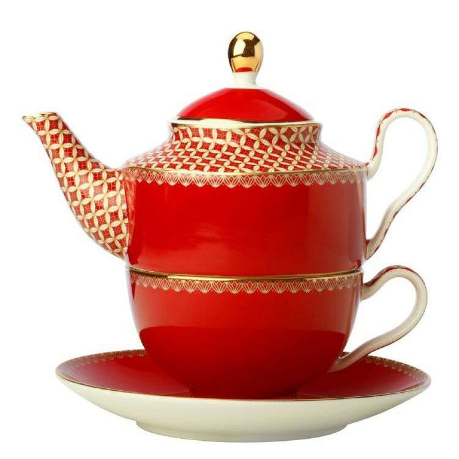 Kitchen & Dining * | Maxwell & Williams Teas & C'S Classic Tea For One With Infuser Cherry Red 380 Ml