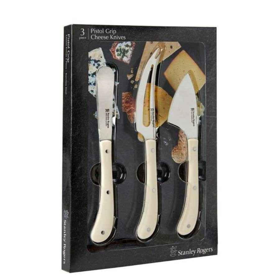 Kitchen & Dining * | Stanley Rogers Pistol Grip 3-Piece Cheese Knife Set Cream