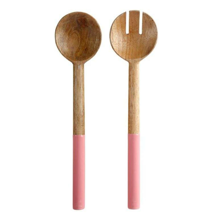 Kitchen & Dining * | Maxwell & Williams Mezze Salad Servers Mango Wood Enamel Finish 31Cm Coral