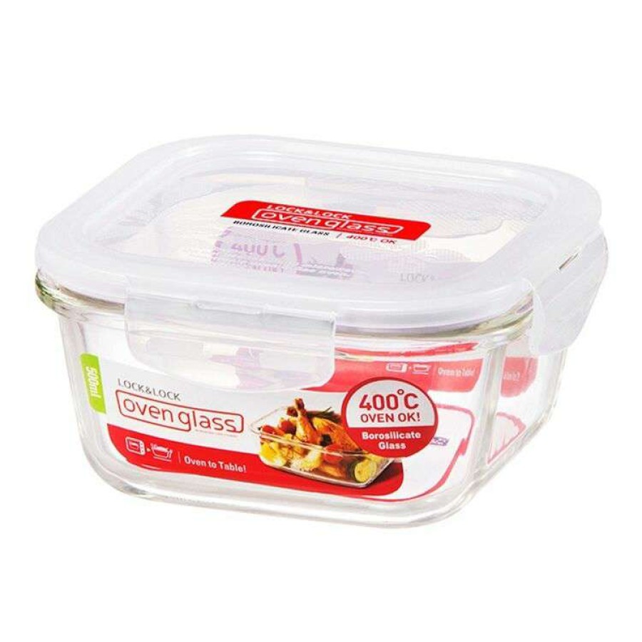 Kitchen & Dining * | Lock & Lock Glass Square Food Storage 500Ml