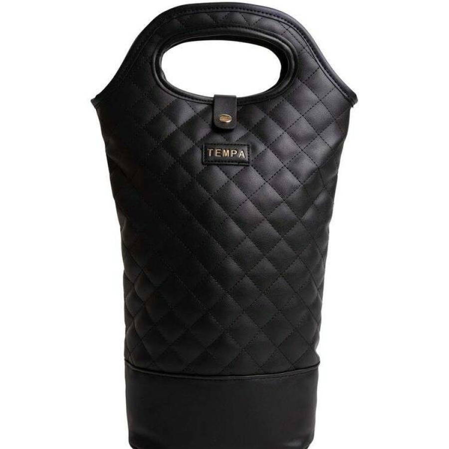 Kitchen & Dining * | Ladelle Tempa Quilted Black Insulated Double Wine Bag