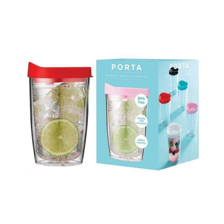 Kitchen & Dining * | Porta Portables Clear Red Travel Mug Tumbler