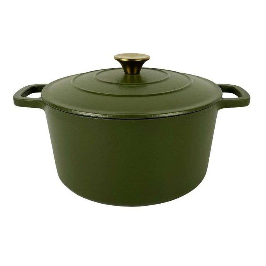 Kitchen & Dining * | Smith & Nobel Luxe Cast Iron Casserole Olive Green 5L