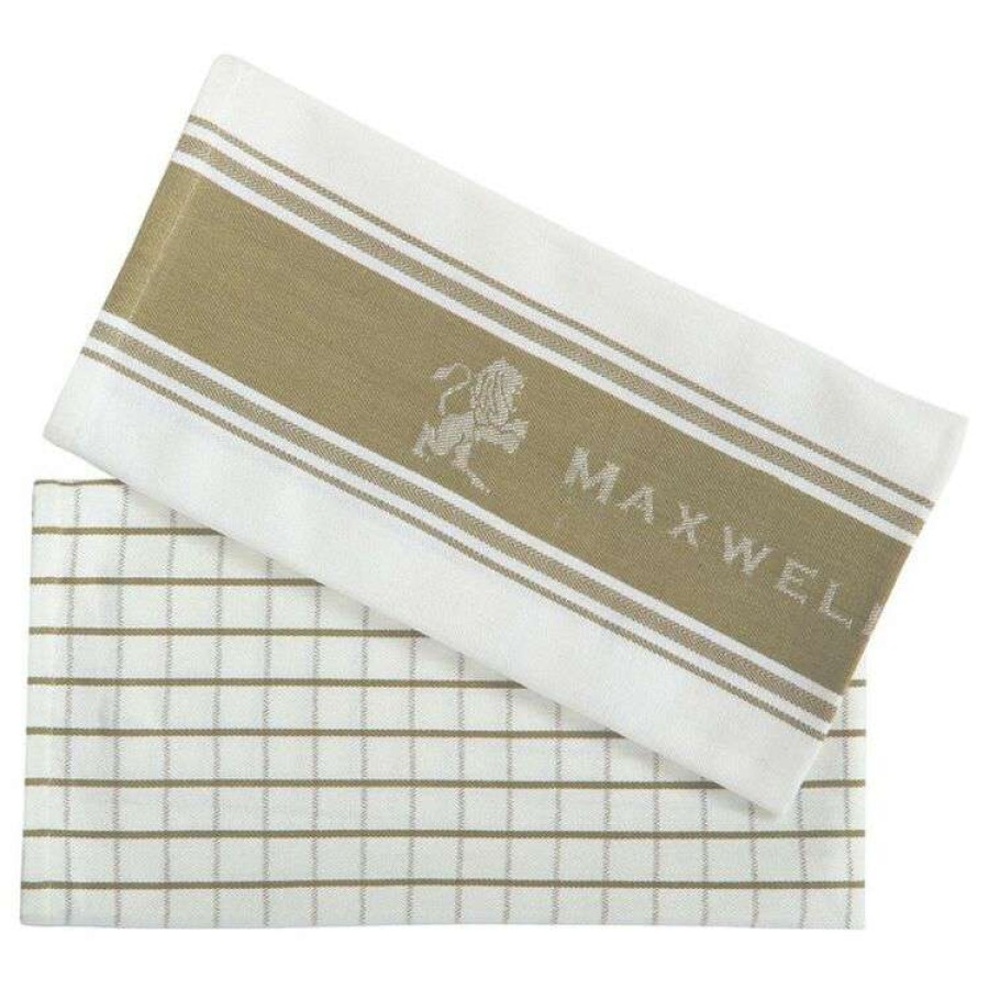 Kitchen & Dining * | Maxwell & Williams Epicurious 2-Piece Tea Towel 50 X 70 Cm Taupe