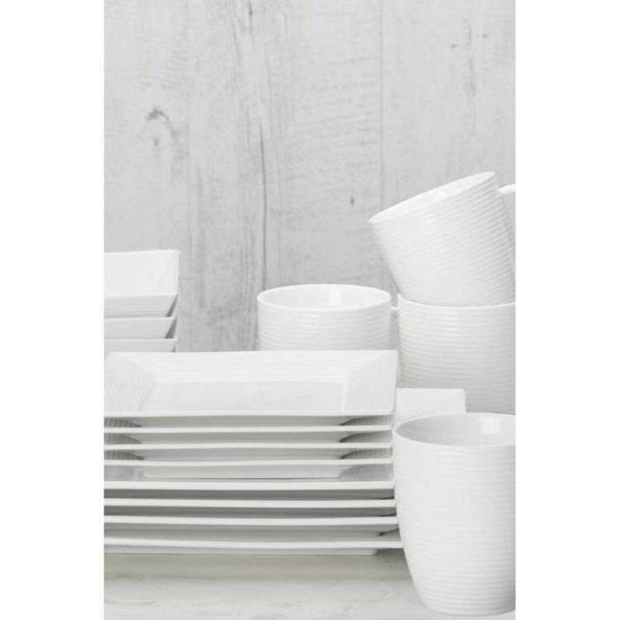 Kitchen & Dining * | Casa Domani Casual White Evolve 16-Piece Square Dinner Set