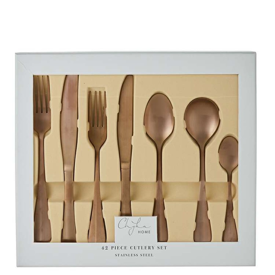 Kitchen & Dining * | Chyka Home Amayla 42-Piece Cutlery Set Copper