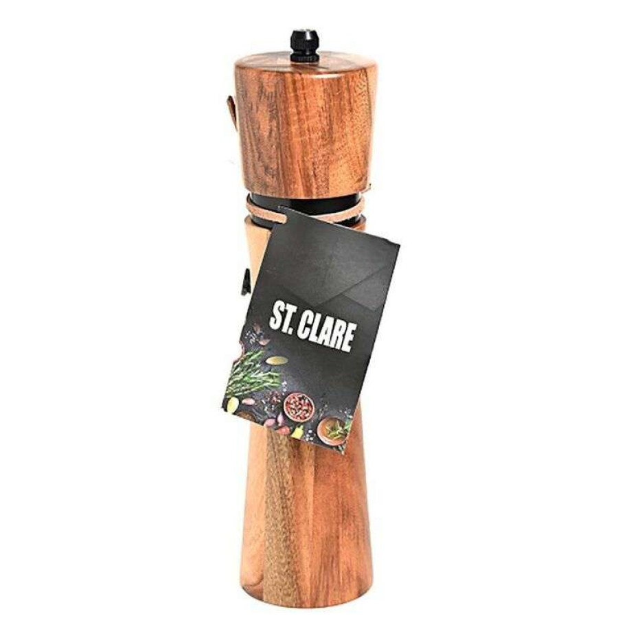 Kitchen & Dining * | Classica St Clare Acacia And Black Steel Salt And Pepper Grinder 20Cm