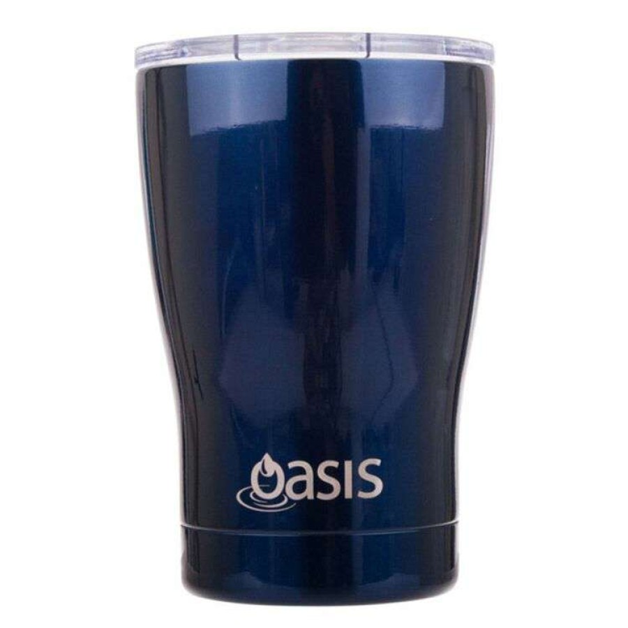 Kitchen & Dining * | Oasis 340Ml Stainless Steel Coffee Cup With Lid Navy