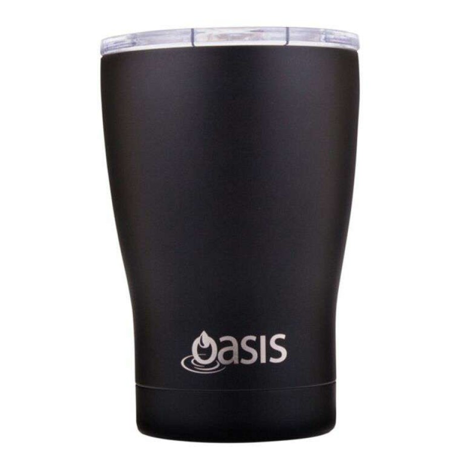 Kitchen & Dining * | Oasis 340Ml Stainless Steel Coffee Cup With Lid Black