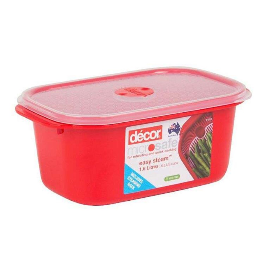 Kitchen & Dining * | Decor Decor Microsafe Oblong Food Storage Container With Steaming Rack 1.6L