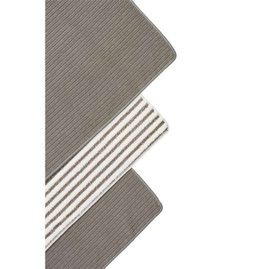 Kitchen & Dining * | Smith & Nobel Microfibre 3 Pack Tea Towel Grey Stripe