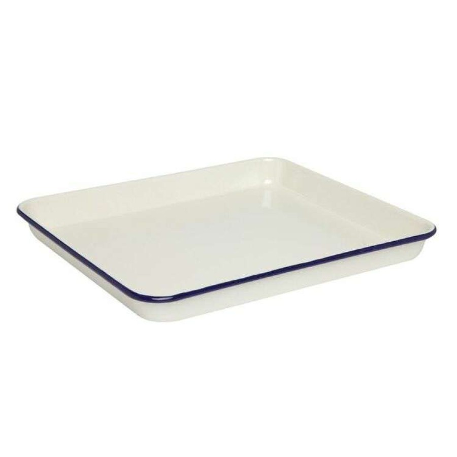 Kitchen & Dining * | Wiltshire Enamel Bake Tray 1L / 30Cm Blue Rim