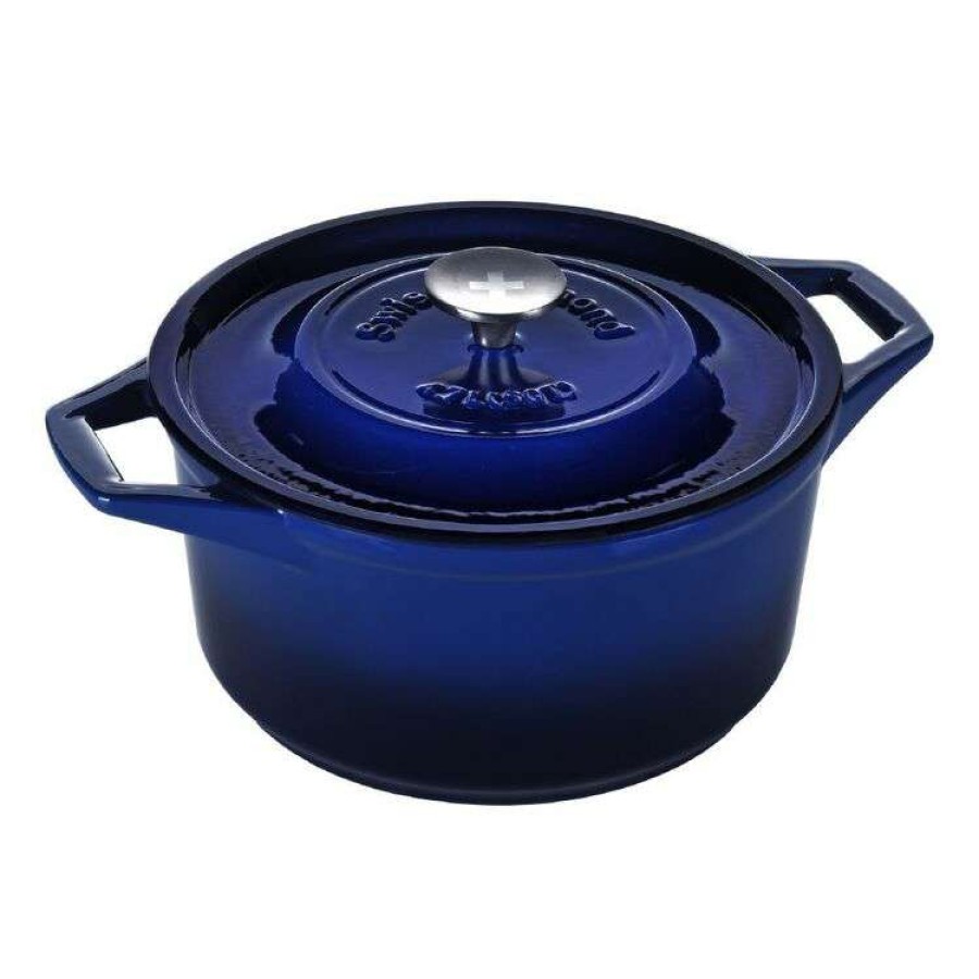 Kitchen & Dining * | Swiss Diamond Cast Au Four Round Blue Casserole 25Cm