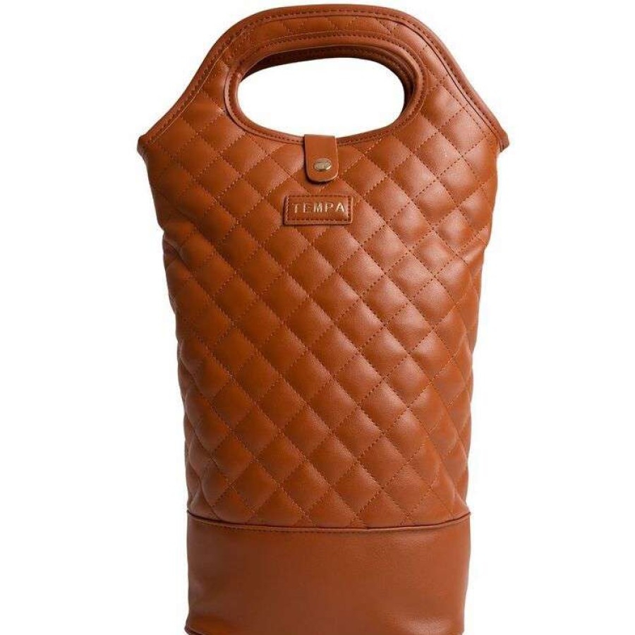 Kitchen & Dining * | Ladelle Tempa Quilted Brown Insulated Double Wine Bag